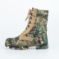 Bottes tactiques de camouflage Panama en gros d'usine, à tige haute, semelle extérieure en caoutchouc, doublure en toile et doublure en maille, pour l'entraînement tactique