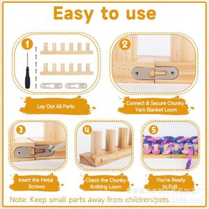 Herramienta de tejer de madera DIY para toallas y tapices, juego de tejer de una sola aguja para hilo de capa corta, material de pino, estilo moderno y sencillo - Product Image 4