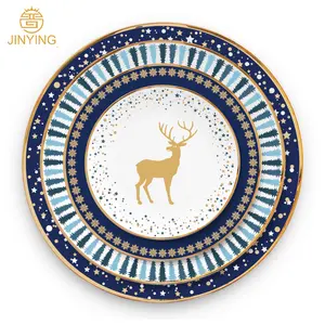 中国供应商批发陶瓷圣诞餐具套装新款骨瓷晚餐套装出售