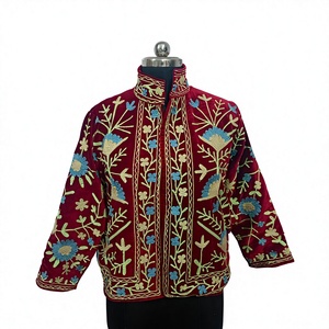 Floral Velvet Embroidered <b>Jacket</b> <b>Mandarin</b> <b>Collar</b> Winter Coat Full Sleeve Chinese Style queen <b>jacket</b> vintage blossom luxe <b>jacket</b> - Product Image 1