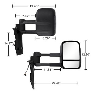 Paire de rétroviseurs de voiture extensibles pour LC70 75 76 78 79 Series 1984-2022 Rétroviseurs arrière pliants manuels - Product Image 2