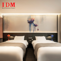 Ensemble de meubles de chambre d'hôtel en bois massif moderne IDM, lit double/grand lit/king size, canapé écologique, usage commercial pour appartement