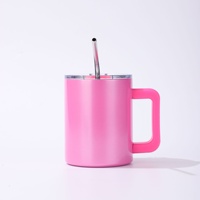 Bouteilles d'eau vierges de sublimation de paille de poignée de tasse de café d'acier inoxydable magnétique isolé par double couche de 12oz pour des cadeaux d'affaires