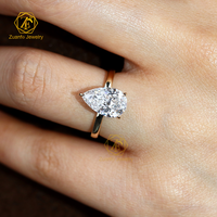 Bijoux fins, or 14K 18K, diamant cultivé en laboratoire certifié IGI, 1-3 carats, taille poire, clarté VVS1, couleur D, alliance classique