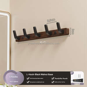 Porte-manteau mural en <span class=keywords><strong>bois</strong></span> massif de noyer de haute qualité pour entrée, couloir, salon, hôtel - Product Image 6