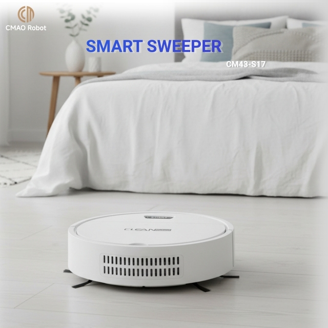 Mini Smart Robot Vacuum Cleaner 1200Pa Strong Suction 90 Mins Runtime Compact Automatic Floor Cleaning Robot