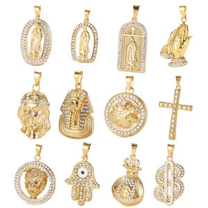 <span class=keywords><strong>Pendentif</strong></span> <span class=keywords><strong>signe</strong></span> de dollar glacé pour homme, hip hop, pièce de jésus en diamant, vierge marie, breloque en acier inoxydable, or 18k, <span class=keywords><strong>pendentif</strong></span> de prière - Product Image 2