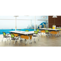 Tables de formation longues pliables Mfc avec pieds en métal thermolaqué et roulettes