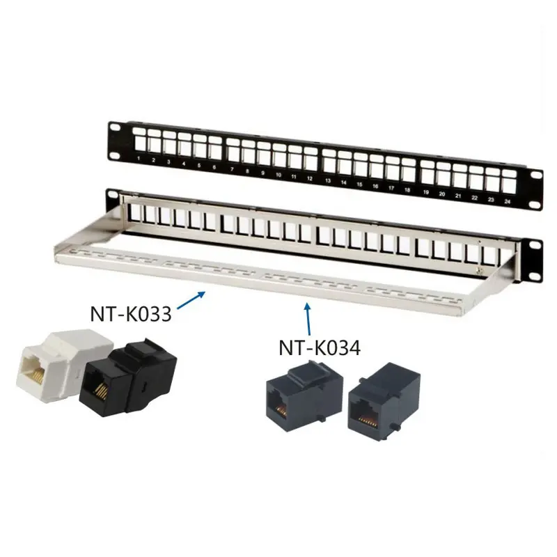 24 puertos 19 pulgadas Modular cableado Cat6 STP Panel de