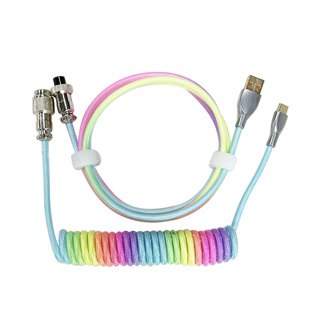 DIY USB  Type C Aviator Coiling Coiled Cable Keyboard for Mechanical Gaming (1.8M)