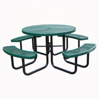 Table de pique-nique en métal pour 8 personnes mobilier de jardin table à manger en acier table de café pour aire de jeux de jardin