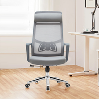 Fauteuil de bureau ergonomique pivotant et réglable en hauteur, dossier haut, en tissu et maille, confortable, pour ordinateur, style contemporain