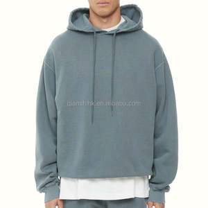 เสื้อฮู้ดผ้าคอตตอนเทอร์รี่สำหรับผู้ชายเสื้อครอปน้ำหนักมากแบบหลวมใส่ได้ทั้งชายและหญิง - Product Image 5