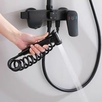 Colonne de douche grise en laiton de qualité supérieure avec mitigeur, finition chromée, 4 fonctions, ensemble de salle de bain avec jets de massage