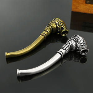 Ống thuốc lá bằng đồng thau kiểu cổ điển, bạc Thái, làm thủ công, bằng đồng thau nguyên chất, cong, kẹp thuốc lá khô - Product Image 2