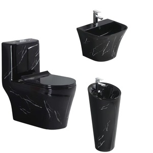 <span class=keywords><strong>WC</strong></span> et lavabo en céramique moderne, <span class=keywords><strong>colonne</strong></span> carrée colorée, double chasse d'eau, siphon en S, utilisation hôtelière, design monobloc au sol - Product Image 3