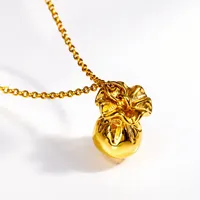 Edelstahl Mode-Anhänger-Halskette, Vergoldete 3D-Glücksbeutel-Form Zierliche Schlüsselbeinkette für Tägliches Tragen