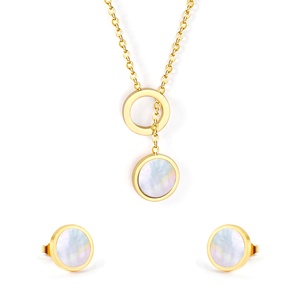 Boucles d'oreilles en coquillage japonais et coréen, ensemble de bijoux, Style de luxe léger, bijoux en acier inoxydable polyvalents, vente en gros - Product Image 1