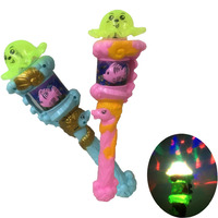 Baguette lumineuse à LED multicolore avec dôme rotatif clignotant pour dinosaure bâton de projection Disco avec son jouet pour enfants