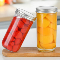 Pot Mason à large ouverture de 24 oz avec couvercle en métal, pot en verre transparent pour boissons glacées et stockage alimentaire