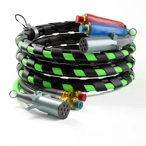 abs cable & 3 in 1 wrap set 7 way tractor trailer abs electric cord cable & air lines 15'