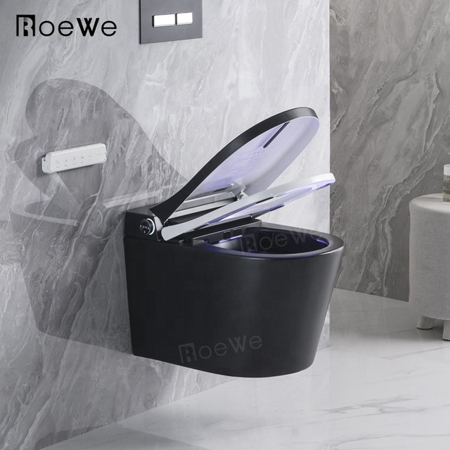 European Standard Intelligent Toilet Bidet Smart Black Wall Hung Toilet Smart Wall Mounted Intelligent Wc Smart Toilet