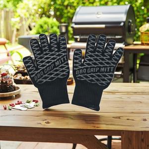 Hot Sale <b>Silicone</b> Coated Cotton BBQ Grill <b>Gloves</b> Non-Slip Heat Resistant <b>Oven</b> Mitts Safety Products - Product Image 1