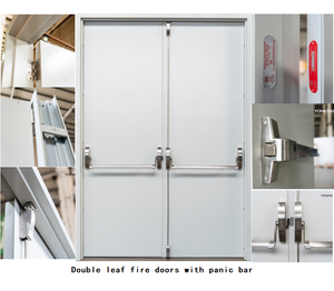 Puerta Cortafuego de Doble Hoja con Barra Antipánico, Certificada por UL y UK, Fabricada por Yonking, de Acero Galvanizado de 1.0/1.5 mm, Resistente al Fuego - Product Image 3