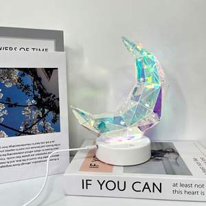 Lámpara de Noche Decorativa de Acrílico Ecológica con Tema de Amor, Navidad, Flores Geométricas, Luna, Color, Ambiente, Regalo para Decoración de Mesa - Product Image 1