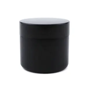 流行30克50克60克黑色磨砂玻璃化妆品包装护肤霜罐黑色盖子圆形玻璃罐2盎司