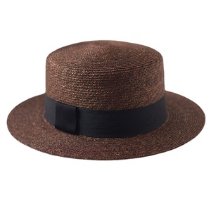 Chapeau Canotier <span class=keywords><strong>Chic</strong></span> Marron en Paille de Blé Naturelle Anti-UV pour Hommes et Femmes – Tendance pour Usage Quotidien et Voyages en Extérieur - Product Image 1