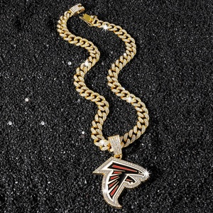 Nuevos Collares con Colgante en Forma de Animal de los Atlanta <span class=keywords><strong>Falcons</strong></span>, Geométricos, con Cristales de Laboratorio/Adornados con Diamantes de Imitación, Cadena de Eslabones Chapada en Oro, a la Moda - Product Image 6
