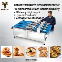 Ligne de production de bagels commerciaux pour boulangerie, usine, cuisine centrale, machine automatique de formage de bagels, sortie 4 voies