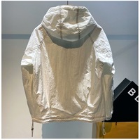 Veste coupe-vent de luxe unie légère en nylon avec fermeture éclair et capuche pour l'extérieur, imperméable