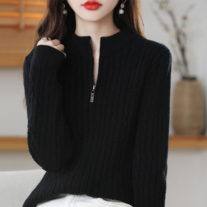 <span class=keywords><strong>Cardigan</strong></span> Coreano da <span class=keywords><strong>Donna</strong></span> <span class=keywords><strong>con</strong></span> Collo Semi-Alto e Zip, Nuovo Sottile a Costine a Maniche Lunghe per Primavera/Autunno - Product Image 3