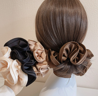 Queue de cheval française bandes de cheveux élastiques femmes cheveux cravates chapeaux accessoires élégant Extra Large fleur Satin chouchous