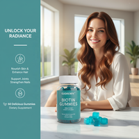 Gummies de biotine haute puissance 10000mcg pour la croissance des cheveux, les soins de la peau et des ongles, supplément de beauté végétalien sans sucre à la pectine saveur baies