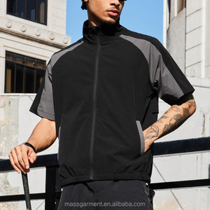 Giacca Estiva Leggera da Uomo con Logo Personalizzato <span class=keywords><strong>e</strong></span> Colori a Contrasto, Giacca a Maniche Corte con Zip Intera per Uomo - Product Image 1