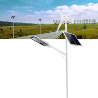 Lampu jalan angin tenaga surya hibrida, lampu LED berkendara/mati otomatis untuk taman Jalan Raya kampus pencahayaan luar ruangan 50w-60w