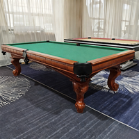 Table de billard professionnelle 9 pieds en bois massif style rétro classique, personnalisée en usine, avec poches en cuir et ardoise de Jiujiang, pour usage domestique