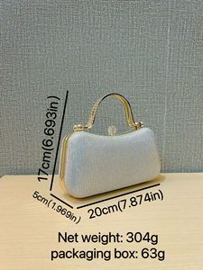 New Women's Shiny Hard Clutch <b>Bag</b> Polyester Material Cross-Border Trend Wedding Party Dinner Matching Gift <b>Small</b> Square Tanjing - Product Image 3