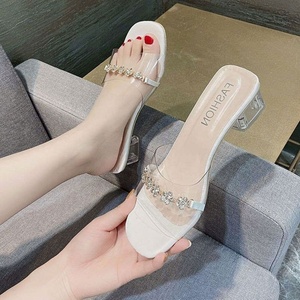 Nouvelles sandales compensées légères style féerique printemps-été 2025 avec perles brodées et talon transparent orné de cristaux - Product Image 2