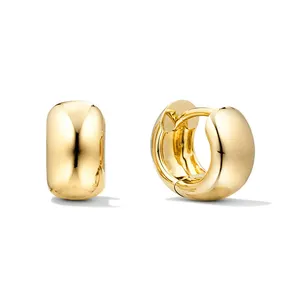 Gemnel minimalist 925 sterling silver 18k gold plated classic chunky huggie mini hoop earrings