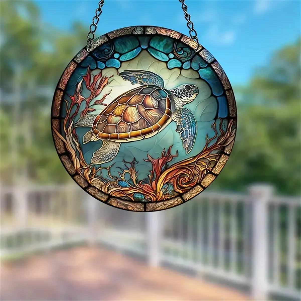 1pc美しいウミガメの装飾サンキャッチャー-庭のバスルームの裏庭とリビングルームの海のテーマパーティーと家の装飾に最適