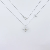 Collier de Clavicule Ajustable en Platine Pt950 avec Diamant de Laboratoire Unique Double Trèfle 1,516 ct et Pierres Latérales – Chaînes Tendance