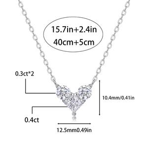 Collar de Plata de Ley 925 con Baño de Rodio de Lujo, con Colgante de Corazón de Moissanita, Regalo Romántico de Amor para Aniversario o San Valentín para Mujer - Product Image 6