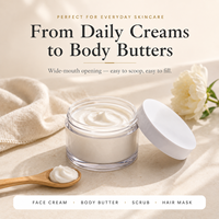 Pot cosmétique en PET à paroi épaisse, écologique, PCR, 50g 100g, couvercle plat givré FDA, conteneur cosmétique, étiquette privée personnalisée, pot en plastique
