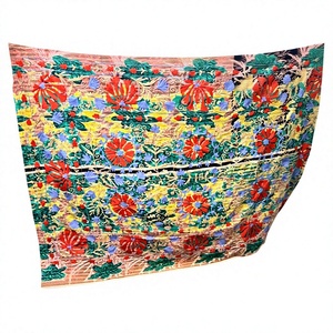 Funda de Sofá Kantha Estilo Paisley Floral Multicolor, 100% Algodón, Peso Medio, Transpirable, No Tejido - Product Image 3