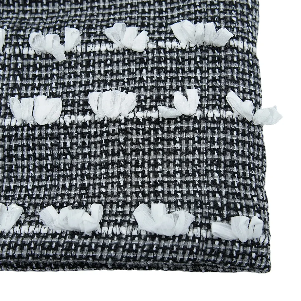 Popular RTS Woven Winter Fabric Wool Polyester Black White Winter Clothes Handmade for Overcoat