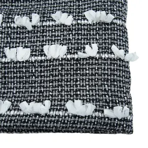 オーバーコート用に手作りされた人気のRTS織りウィンターファブリックウールポリエステルブラックホワイトウィンターウェア